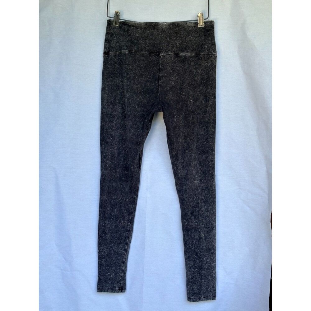 Colsie Dark Gray Acid Wash High Waisted Leggings Soft Knit Pants M